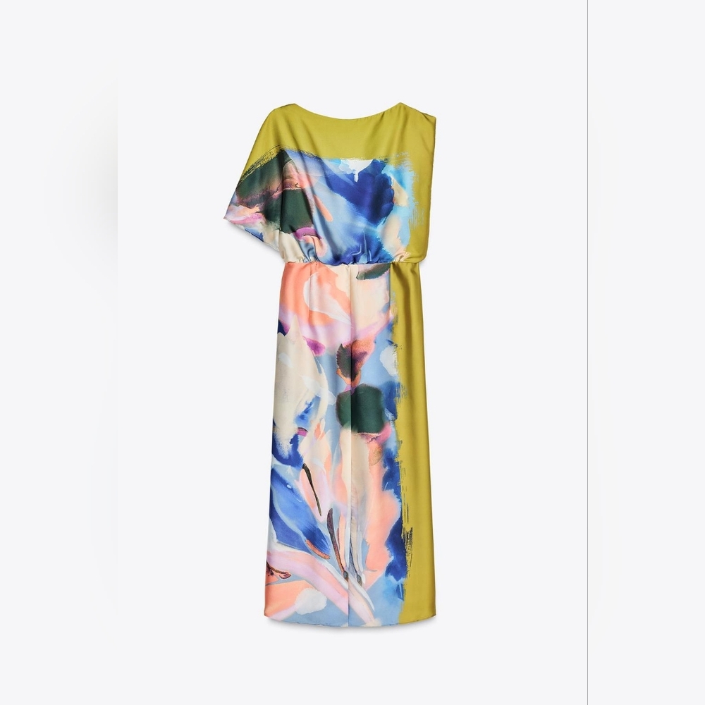 ASYMMETRIC PRINT MIDI DRESS SIZE XS - Picture 7 of 8